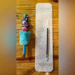 Y2K Colorful Cat Custom Blue Plush Pen with Refill